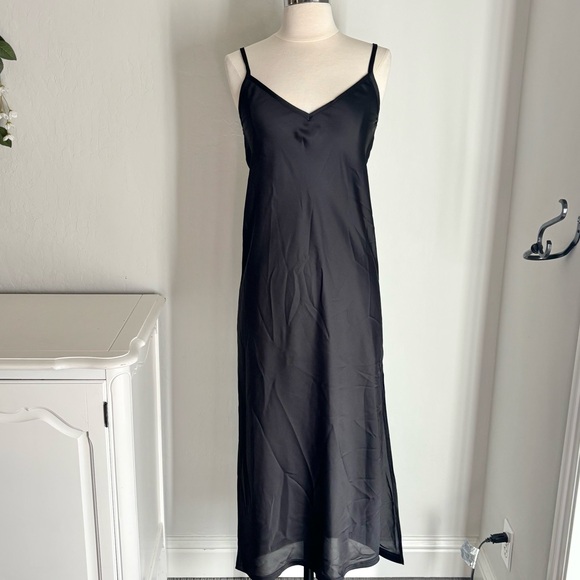 Slip Dress in Black Satin - Picture 3 of 6